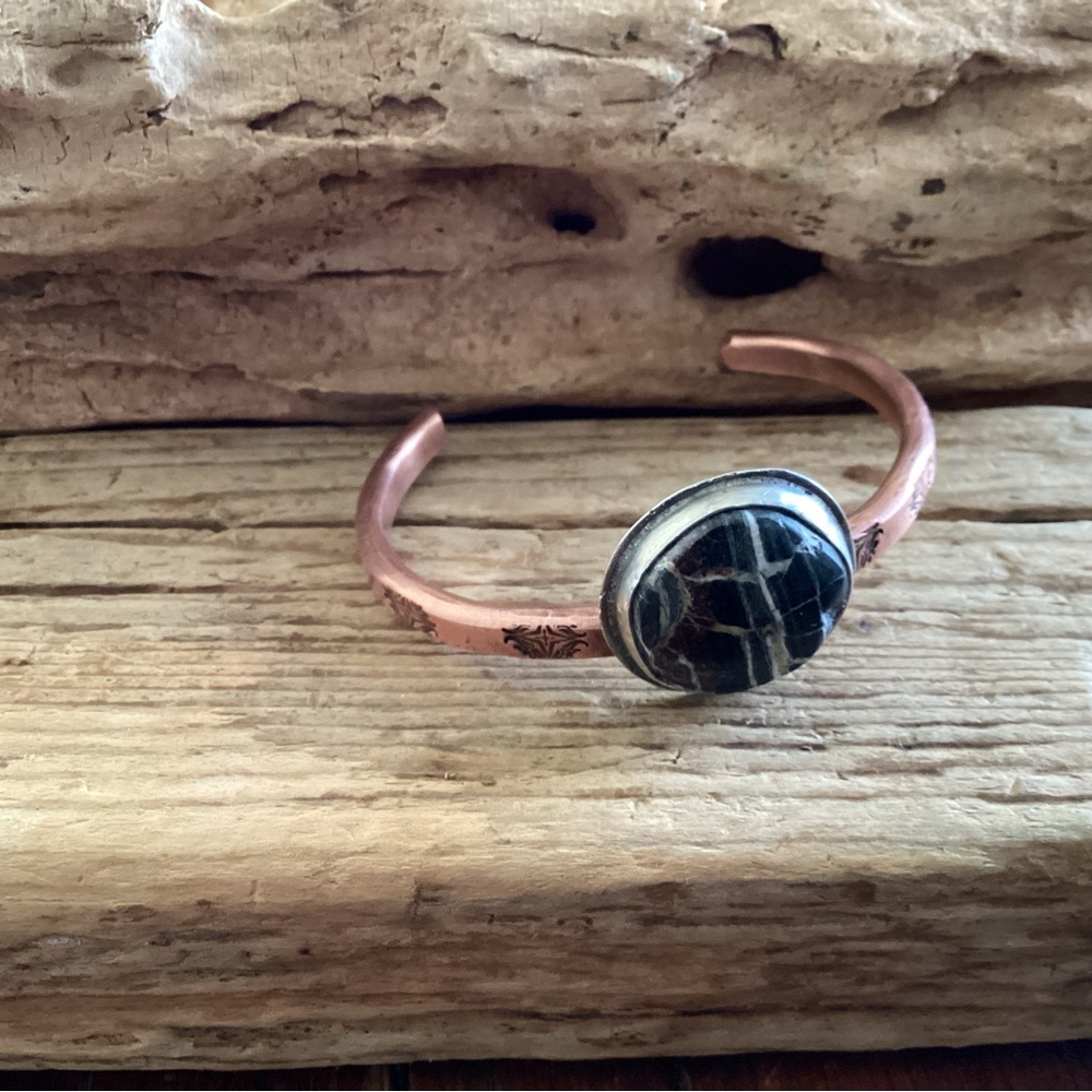 Copper Cuff and Sterling Silver Cuff Bracelet - Picture 3 of 6